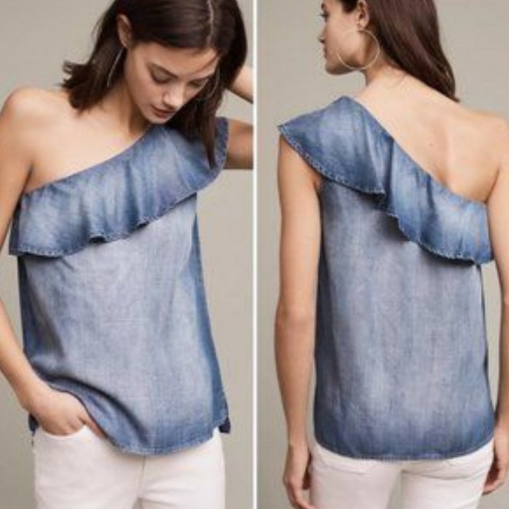 Cloth & Stone chambray ruffle top